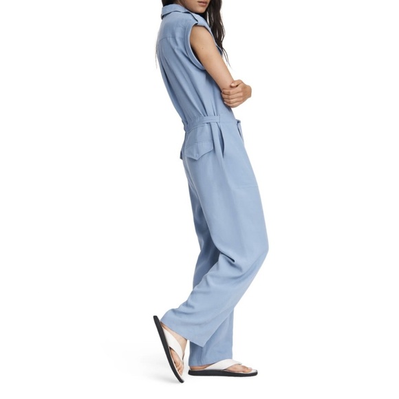 Rag & Bone Luna Jumpsuit Blue Linen Blend Excellent Size M - Picture 2 of 13
